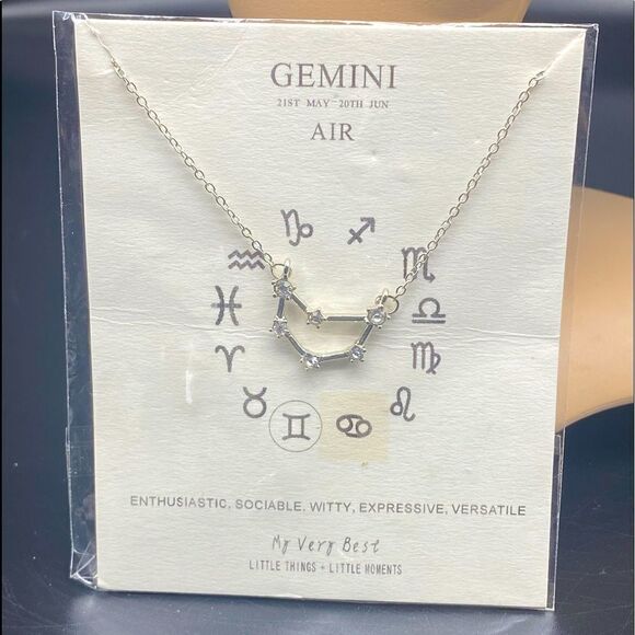 Gemini necklace IOP paired with 925 CZ post back 1/8” earrings - Picture 4 of 5